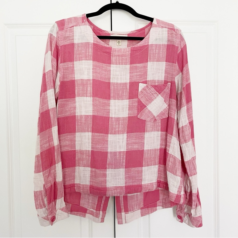 Cloth & Stone Pink Gingham Top - Picture 4 of 12